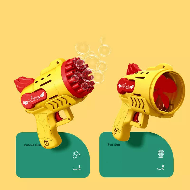 Luminous Bubble Gun Gatling Electric Toy for Children - Green, Yellow, Blue