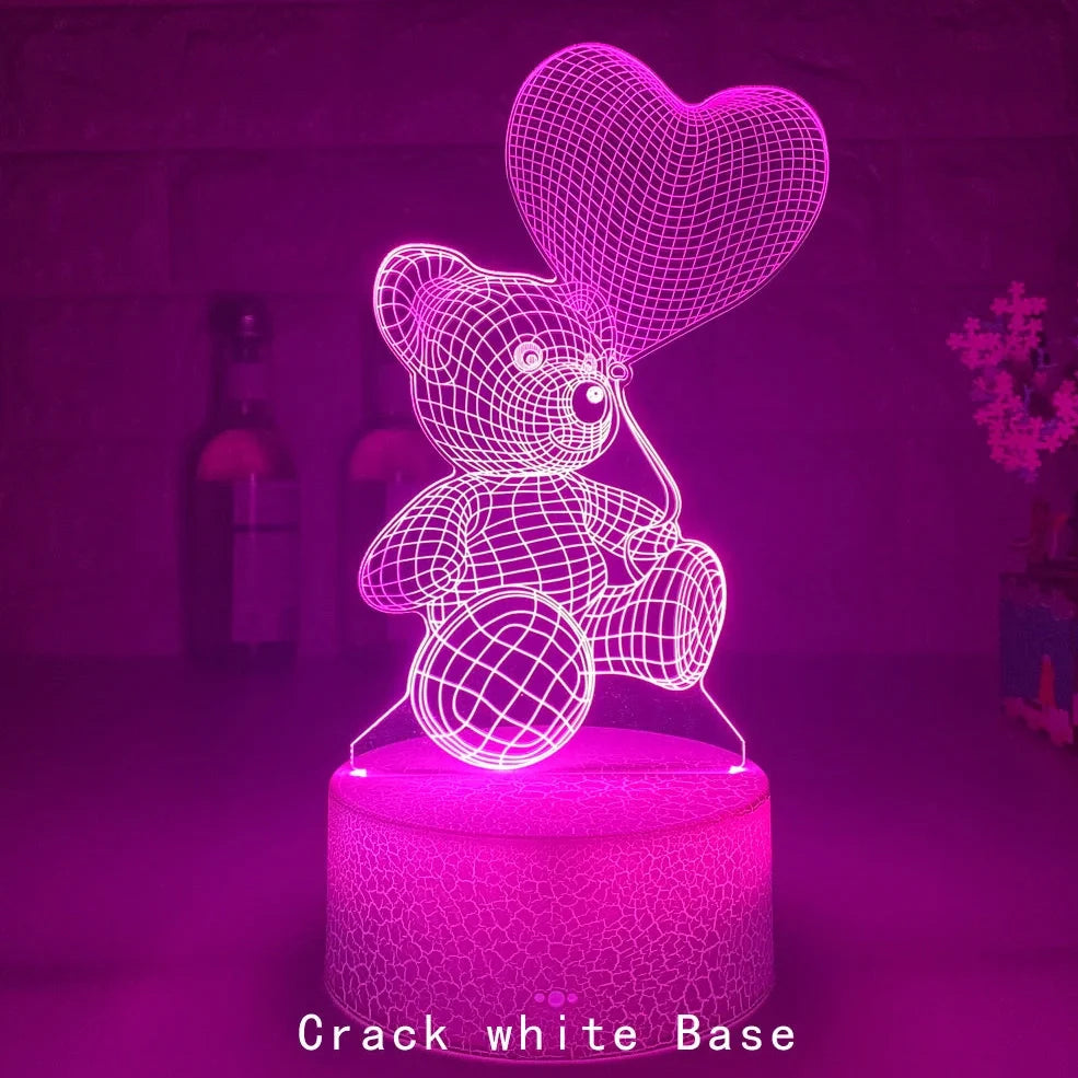 3D acrylic teddy bear LED night light with 16 colour options and remote control