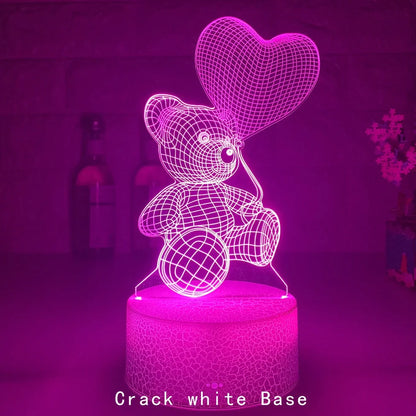 3D acrylic teddy bear LED night light with 16 colour options and remote control
