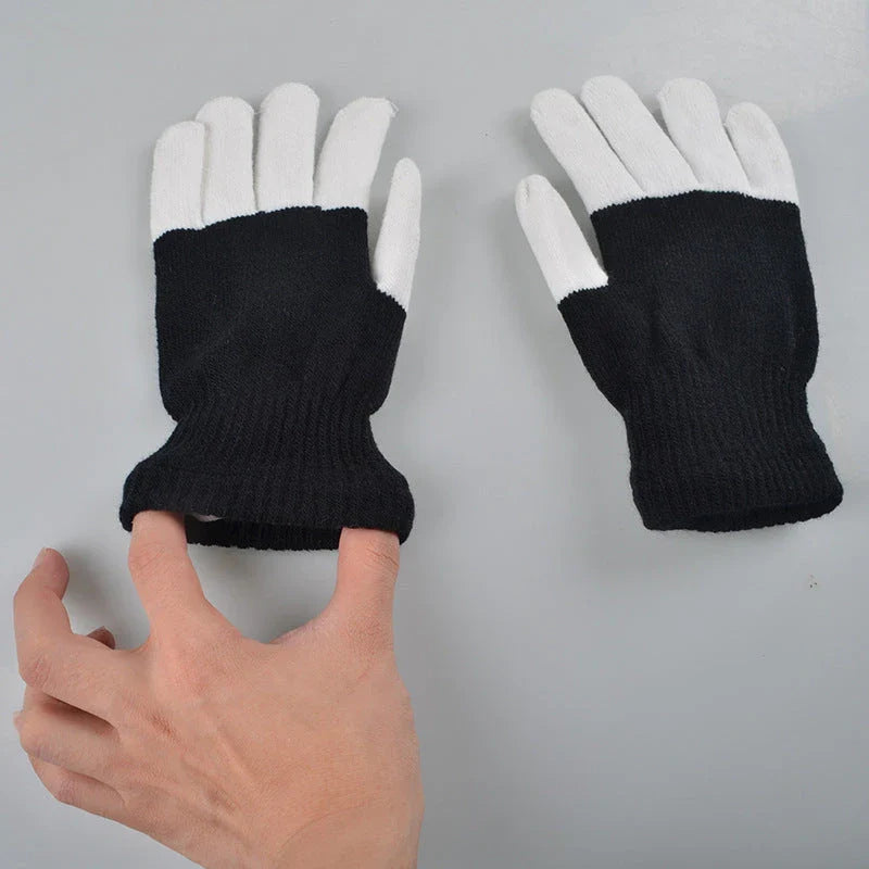 Vibrant Glow-in-the-Dark Party Gloves with Customizable Rainbow LED Lights for Dancing, Performing, and Everyday Wear
