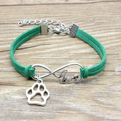 Stylish hand-woven infinite love pet bracelet in various colours, featuring a bow design and made of premium alloy materials