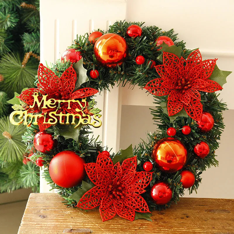 30cm multicolour plastic Christmas wreath decoration for doors and walls