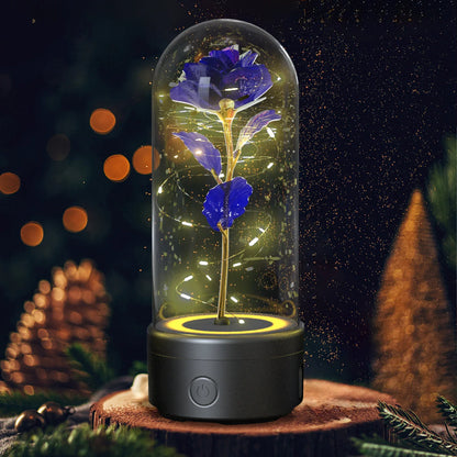 Elegant rose-themed LED light and Bluetooth speaker for romantic ambience and immersive audio experiences