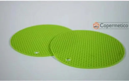 Set of six flexible silicone pot lids in assorted sizes on a kitchen counter.