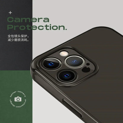 Black TPU iPhone case for Apple models showing front and back views