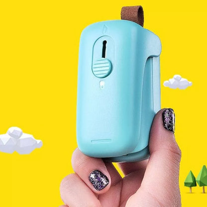 Mini sealing machine in blue with double electric heating wire for secure plastic bag seals
