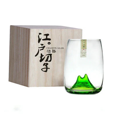 Elegant Japanese crystal glass tumbler with intricate cherry blossom design, perfect for enjoying whisky, spirits, and cocktails