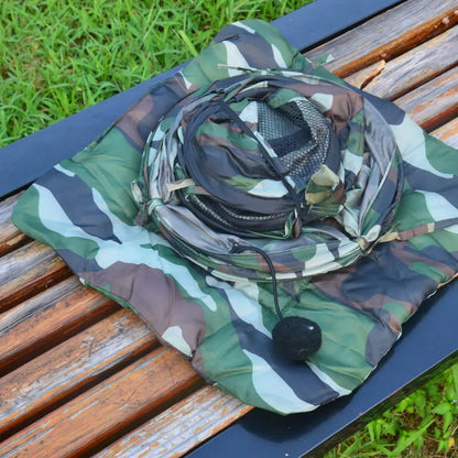 Camouflage cloth cat tent, 50x38x34 cm, soft-sided cage-style pet enclosure for indoor use