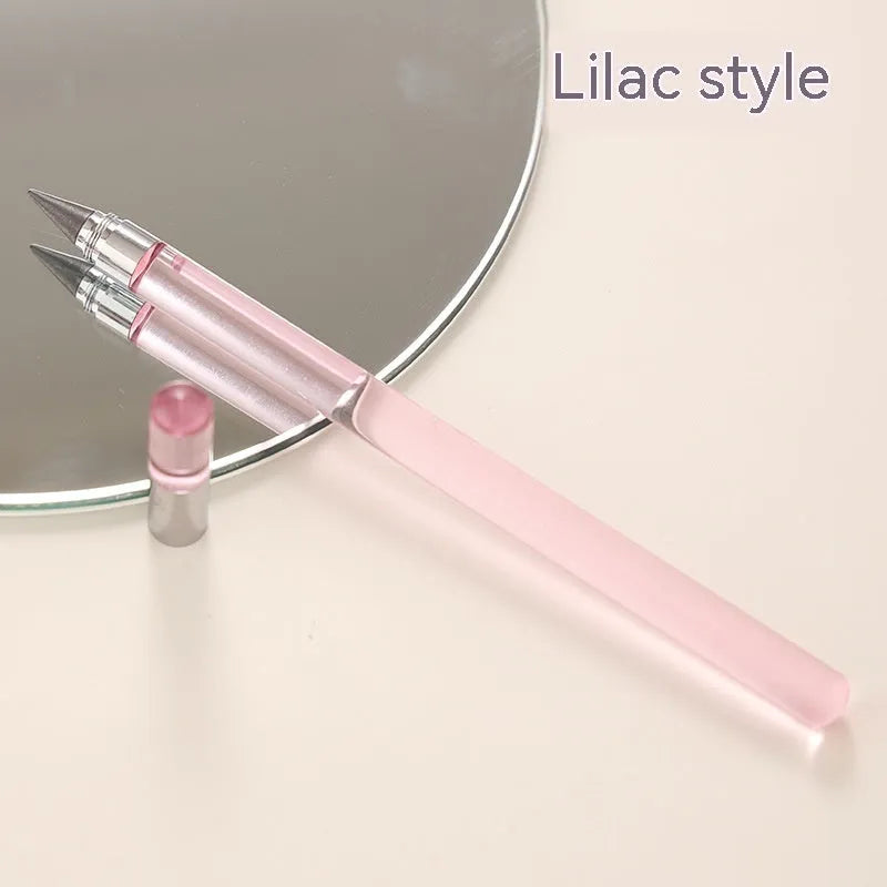Transparent acrylic eternal pencil with alloy writing tip shown in multiple colour options