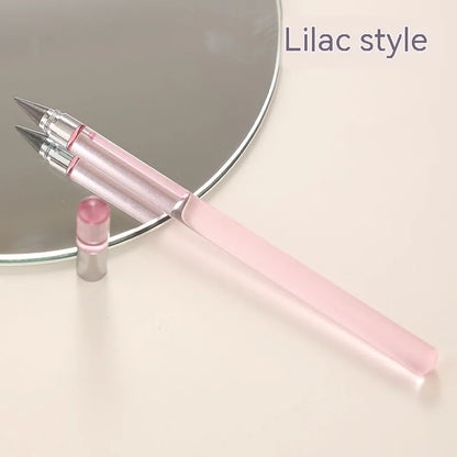 Transparent acrylic eternal pencil with alloy writing tip shown in multiple colour options