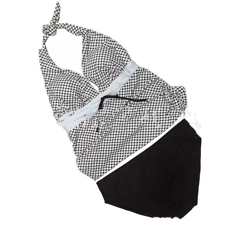 Adjustable maternity swimwear in black with options for steel support