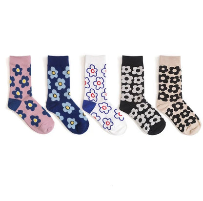Charming floral cotton socks in various colours, perfect for fashionable UK women
