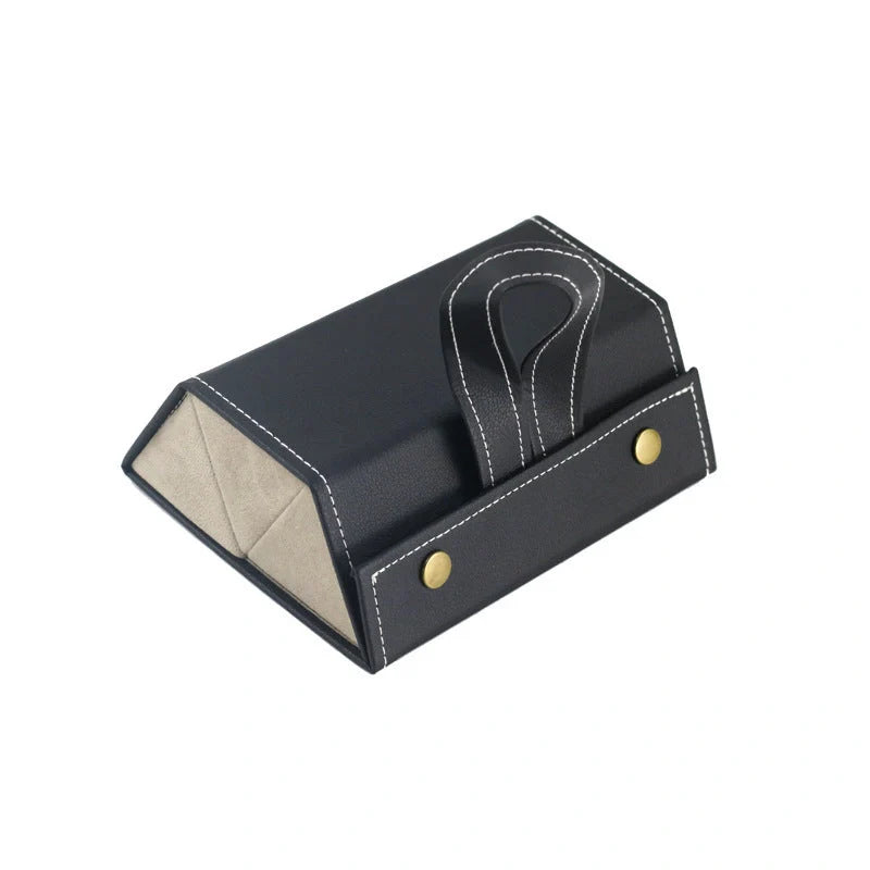 Foldable PU leather sunglasses and eyeglasses travel organiser case in black and brown