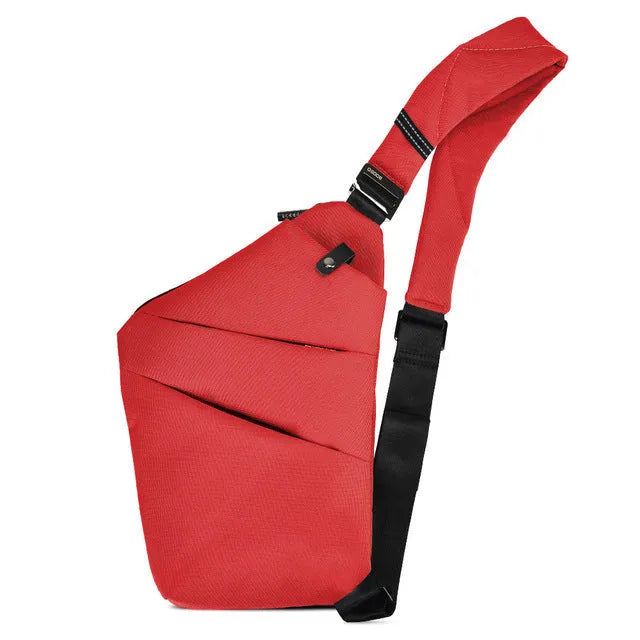 Canvas chest bag 31x20x1cm, 190g, one-shoulder crossbody with anti-radiation fabric inside, smoke black or silver grey