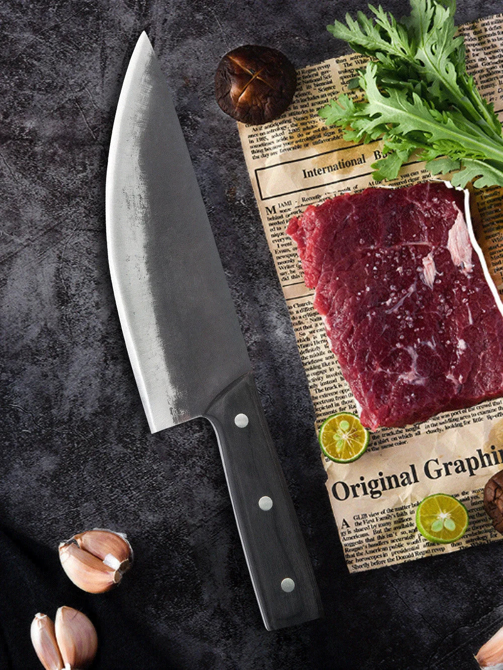 High carbon steel 8-inch butcher's bone picking knife with ergonomic handle