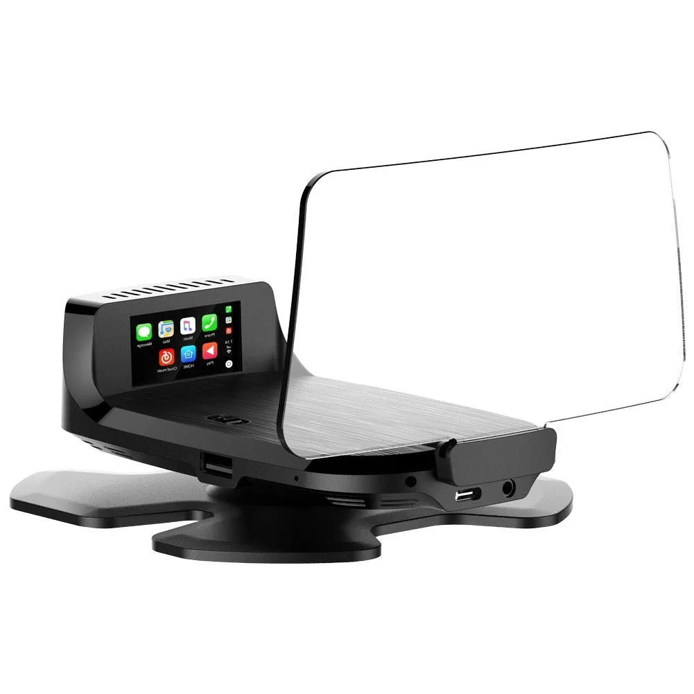Black head-up display car projector unit for OBD connection and windscreen projection