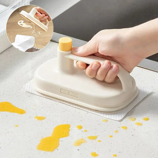 Versatile cleaning brush with disposable pads for effortless home cleaning and maintenance