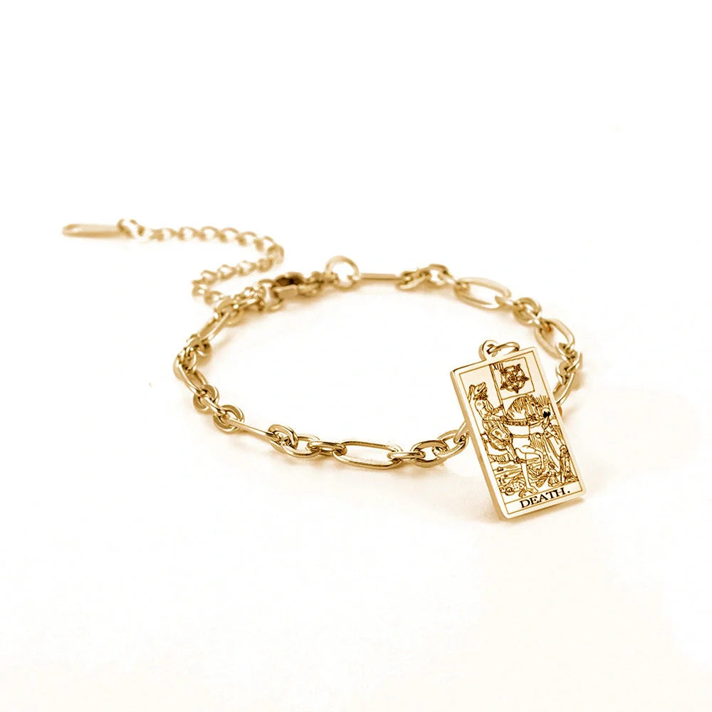 12 Tarot Card Series stainless steel bracelet with 18K gold plating