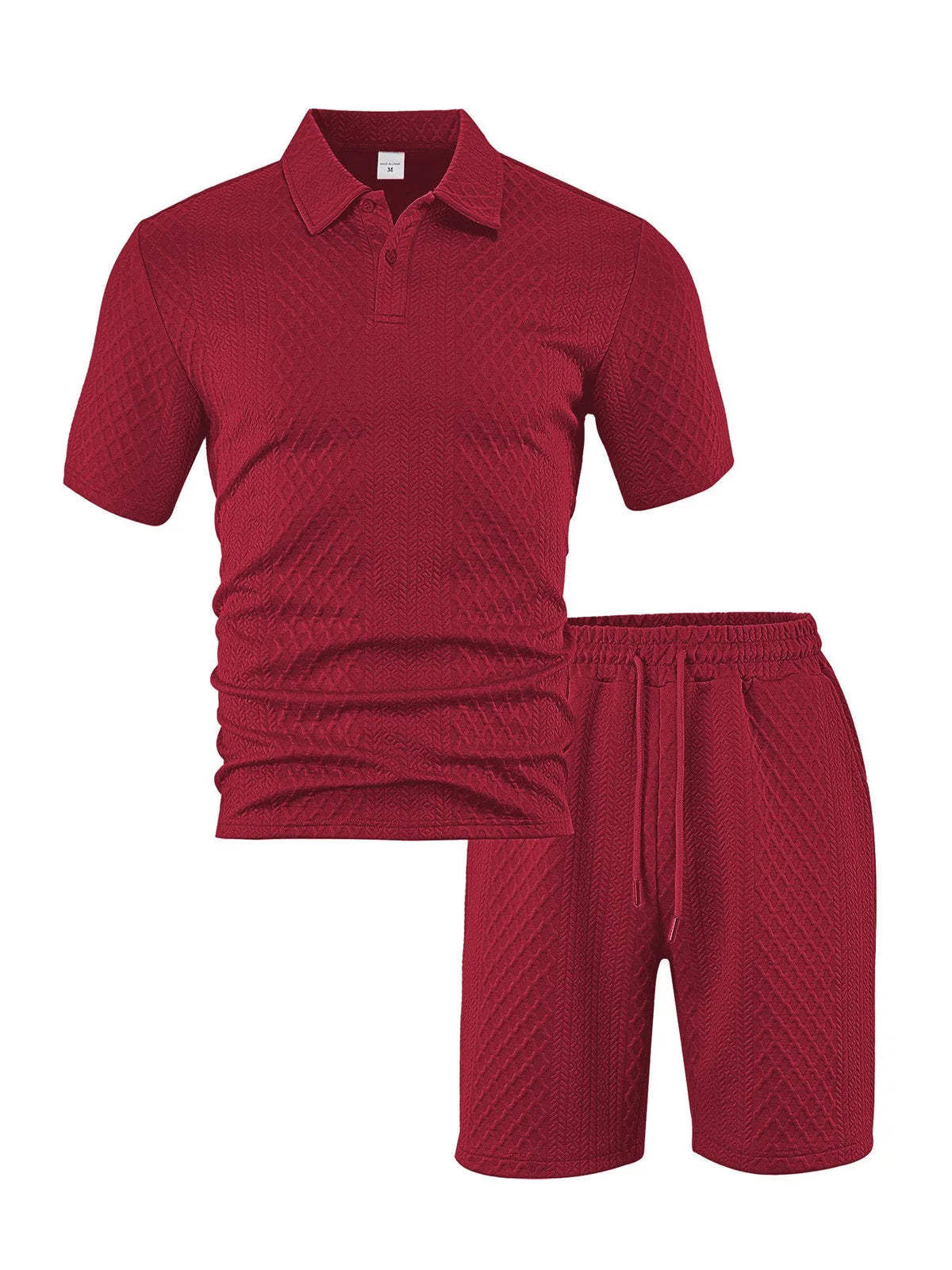 Men's patterned cloth short sleeve casual suit set in multiple colour options