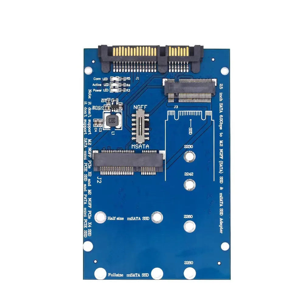 SATA3 to M.2 NGFF mSATA SSD conversion adapter board measuring 50mm x 30mm with gold connectors