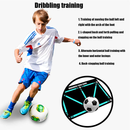 Black rectangular football training mat measuring 60cm by 90cm on a flat surface.