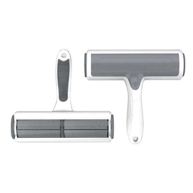Pet hair lint roller with automatic cleaning function for sofas, showing ABS and polyester brush construction