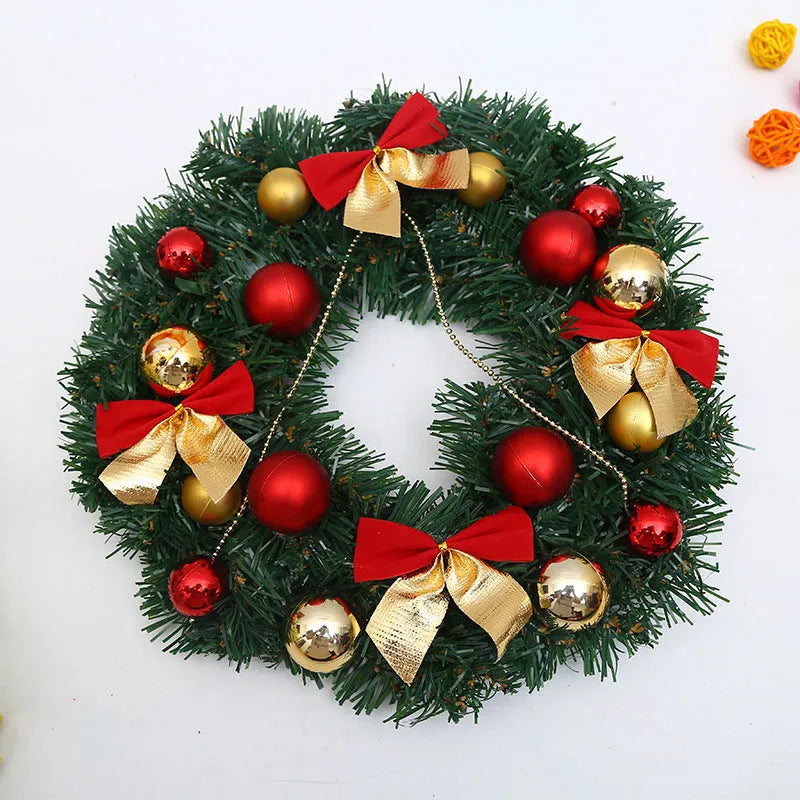 Wooden Christmas garland decoration in red and green festive styles, 30cm long.