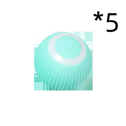 Green automatic rotating ball cat toy with 43mm diameter for interactive pet play