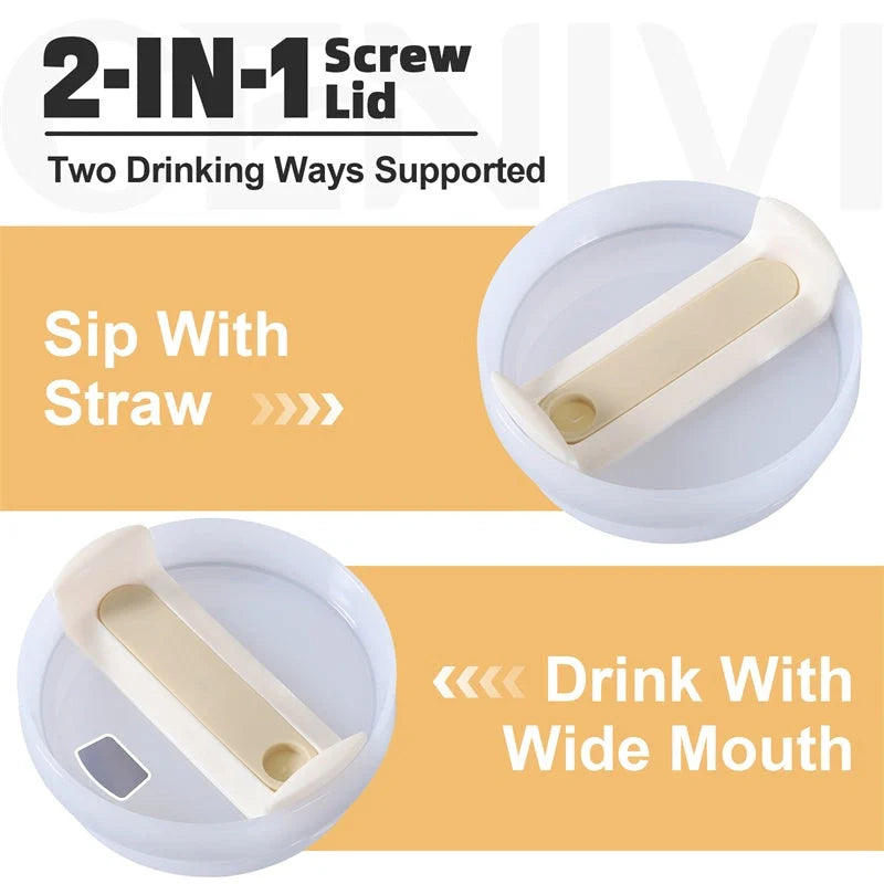 40oz stainless steel straw coffee mug with handle, ideal for travel