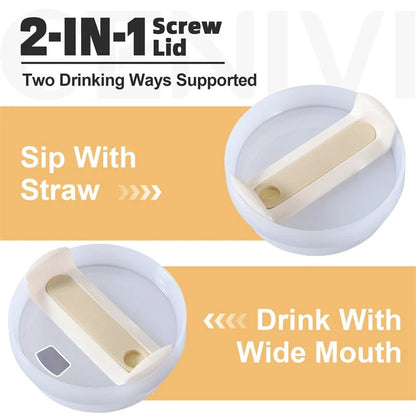 40oz stainless steel straw coffee mug with handle, ideal for travel