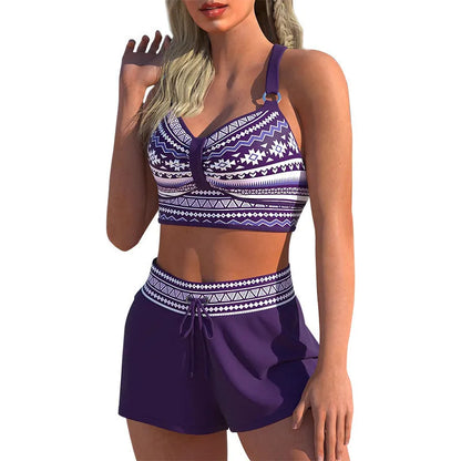 Women's print two-piece bikini swimsuit in polyester available in sizes S to XL