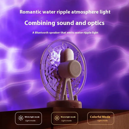 White Ferris wheel Bluetooth speaker with colourful water ripple atmosphere lighting effects