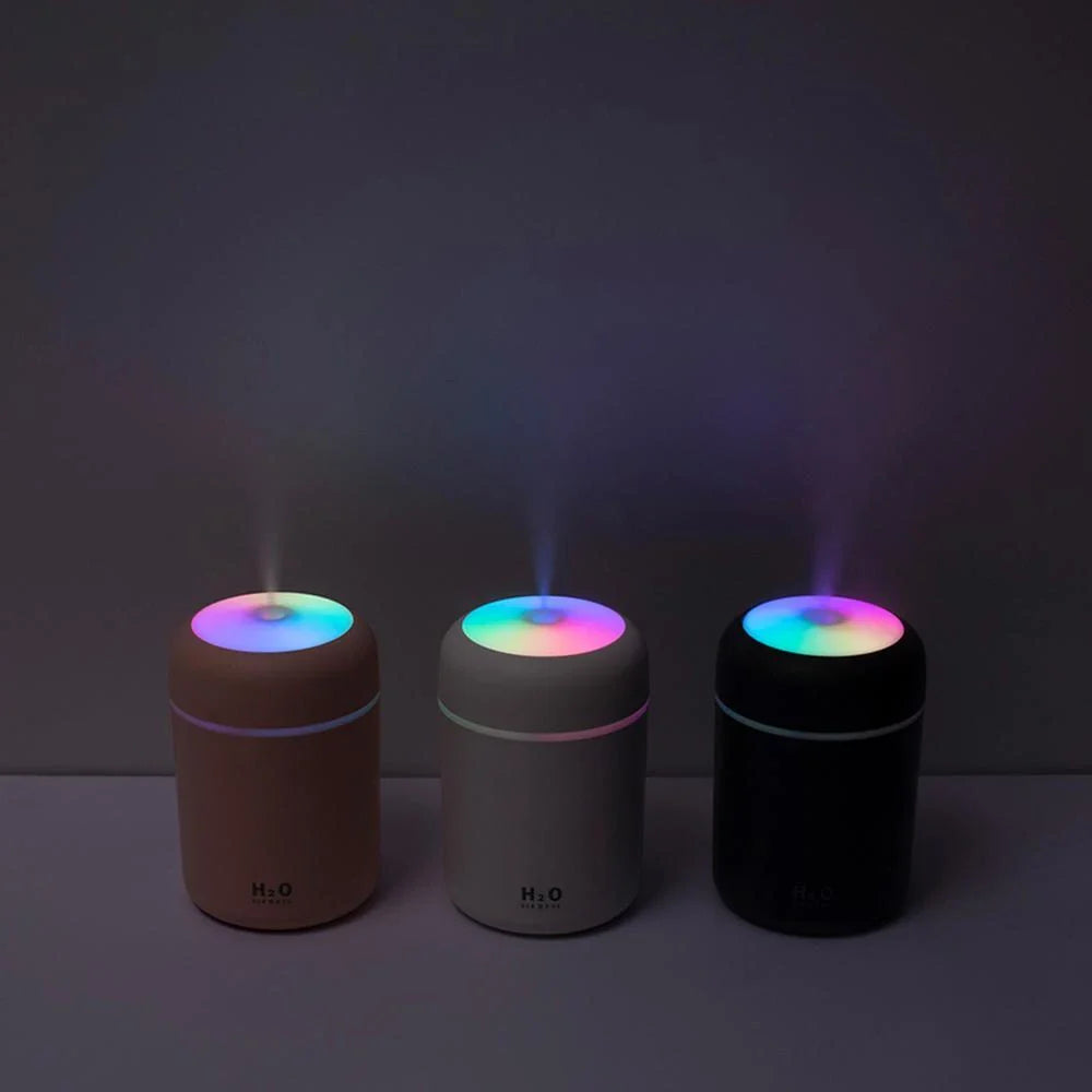 Compact and quiet bedroom humidifier with soothing colour-changing lights for a relaxing sleep environment