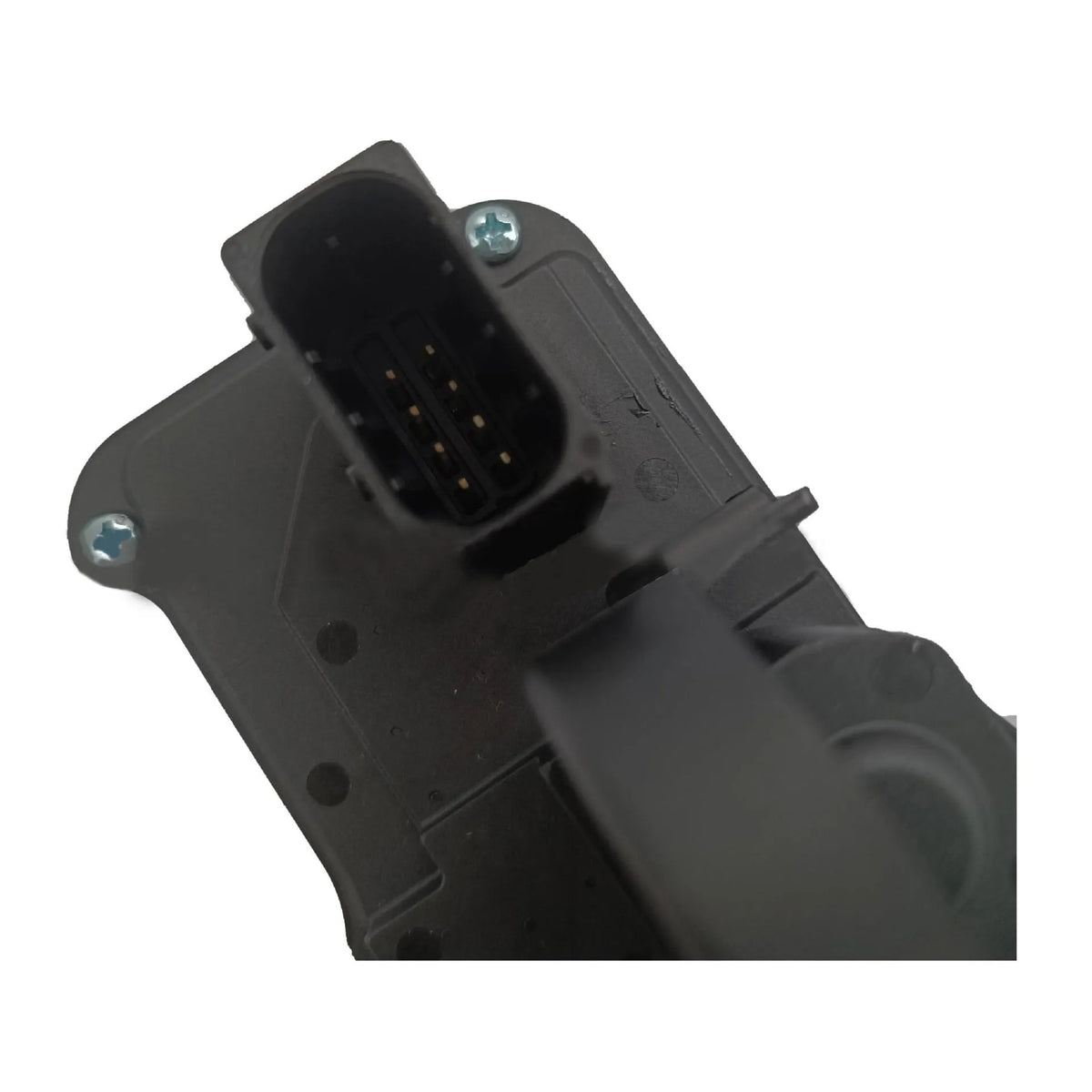 Black plastic door lock actuator for Cadillac SLS front right door with electrical connector