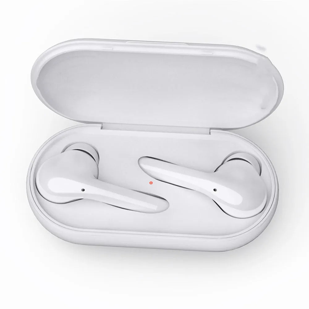 Black wireless neck-mounted sports headphones with magnetic earpieces and charging case