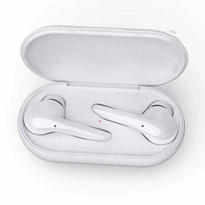 Black wireless neck-mounted sports headphones with magnetic earpieces and charging case