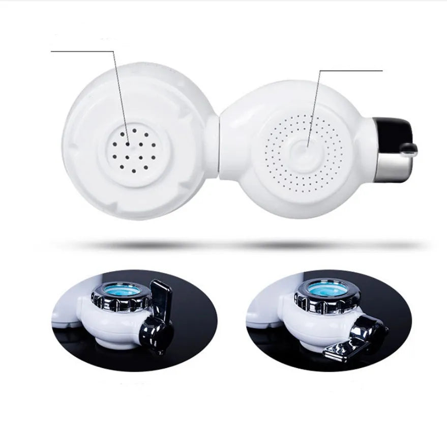 White kitchen faucet water filter with ceramic cartridge and universal tap adapter