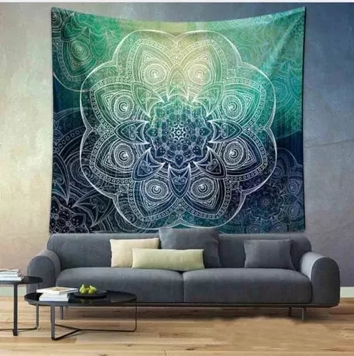 Vibrant elephant mandala tapestry with 3D digital printing for wall decor