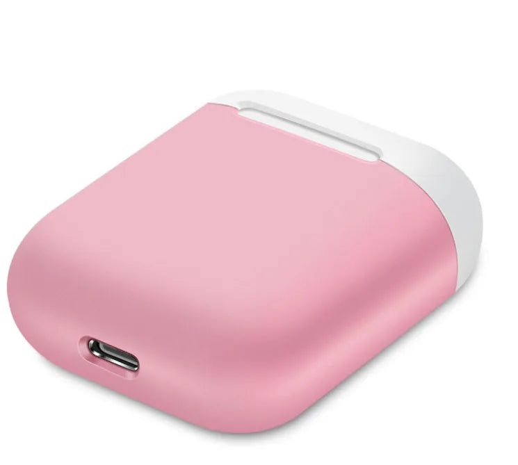 Soft silicone protective case for Apple AirPods charging box in various solid colours.