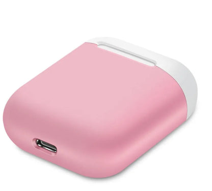 Soft silicone protective case for Apple AirPods charging box in various solid colours.