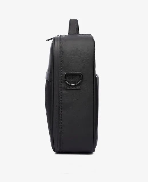 Black men's messenger shoulder bag made from Oxford fabric showing its structured shape and shoulder strap.