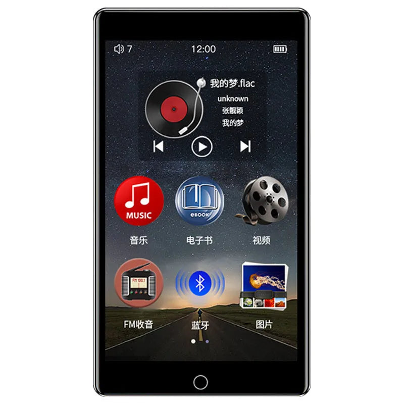 Ruizu H1 Slim MP3 MP4 Player with 8GB Flash Memory, 4-inch Touch Screen, Bluetooth, Video and Audio Playback Support for MP4 MP3 FLAC WAV Formats in Black