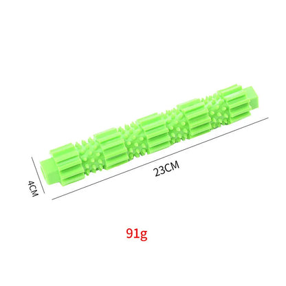 Green and orange rubber dog chew toy with treat dispensing compartment for aggressive chewing dogs