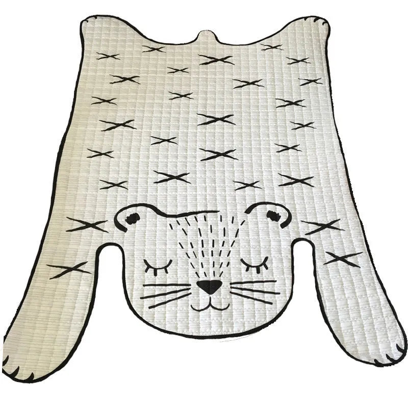 Soft cotton baby play mat with white tiger design for children's floor activities and living room decoration