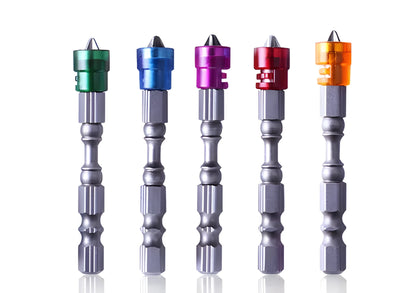 Magnetic driver drill bit with 6.35mm hex shank, 65mm length, 10mm head, chrome vanadium steel, blue colour