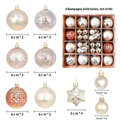 Christmas decoration pendant set with electroplated balls and painted gifts in cowhide presentation box