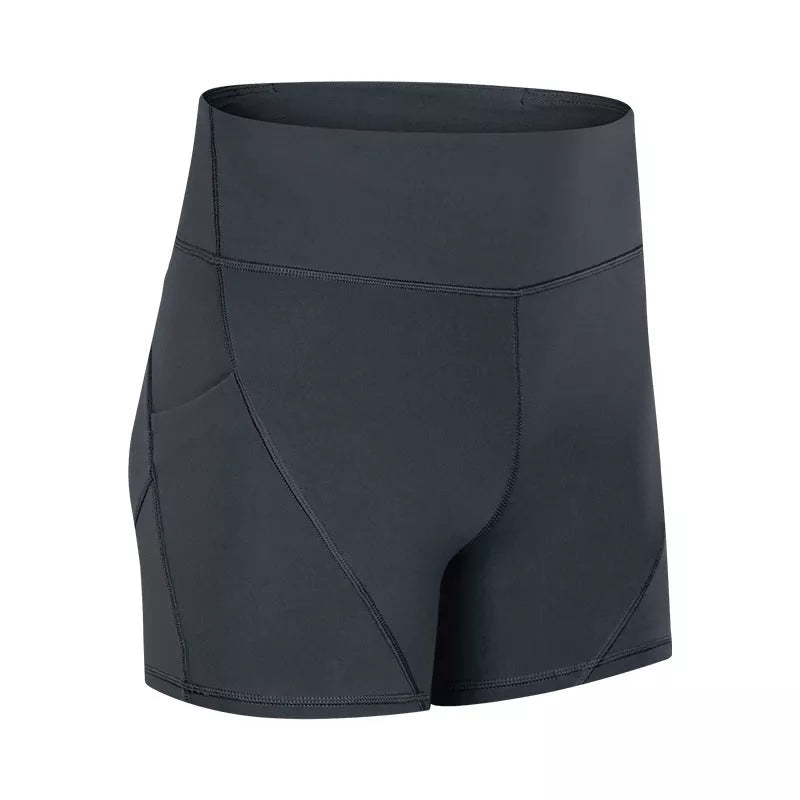 SHINBENE Women's High Waisted Sport Shorts in green, blue, and black