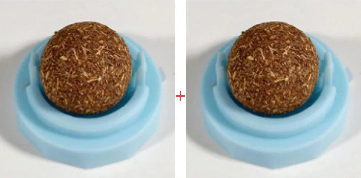 Self-adhesive rotated catnip lick ball for cats, natural play stimulation