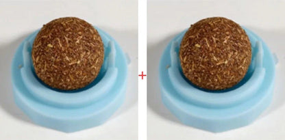 Self-adhesive rotated catnip lick ball for cats, natural play stimulation