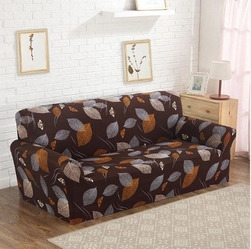 Elastic sofa cover in navy blue with high-density fabric for stain protection